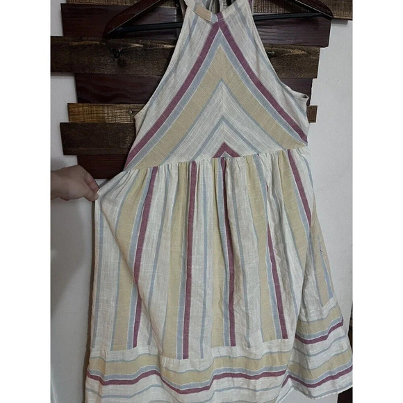 listicle dress small stripe spring summer High Neck flowy casual Boho - Picture 5 of 5